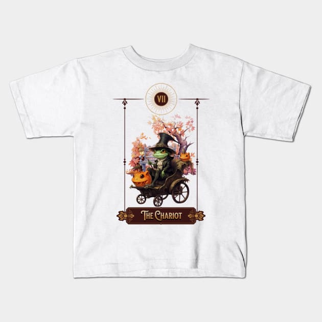 "The Chariot" Frog Tarot Card Kids T-Shirt by TheCloakedOak